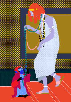 Картина «Продавщица бус заключает выгодную сделку с оптовым покупателем из южных стран»