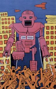 Робот убивает людей — очевидно, с целью последующего употребления их в пищу.