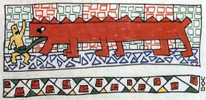 Обед красного шестиногого крокодила.