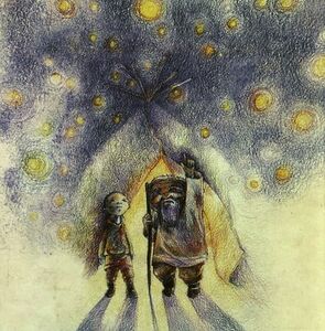 Шаман проводит урок астрономии у яранги, однако