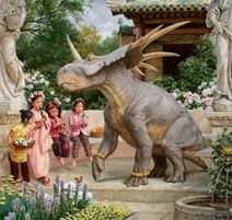 26.4.2020: Трицератопс, танцующий в китайском дворике.