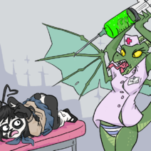 23.4.2021: Сей рептилоидъ ставитъ вакцину съ 5мъ Dиавольскимъ биочiпомъ Млѣкопитающему ѳурри-сыну, околдованному ковiдомъ.